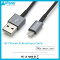 MFI Woven Aluminium USB Data Cable For iPod/iPhone With Original 8 Pin Connector
